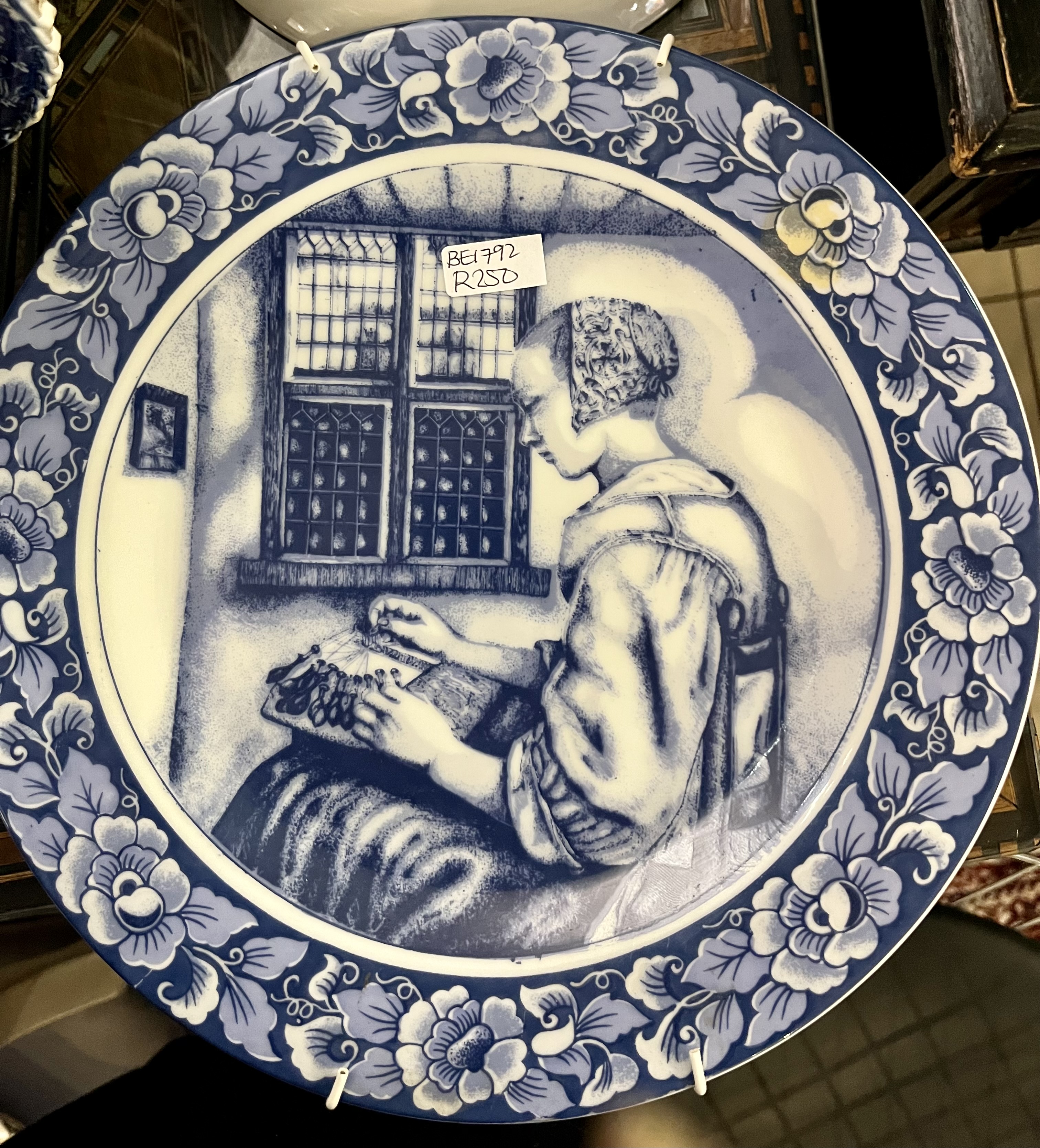 Delft blue and white the Lace maker plate: R250