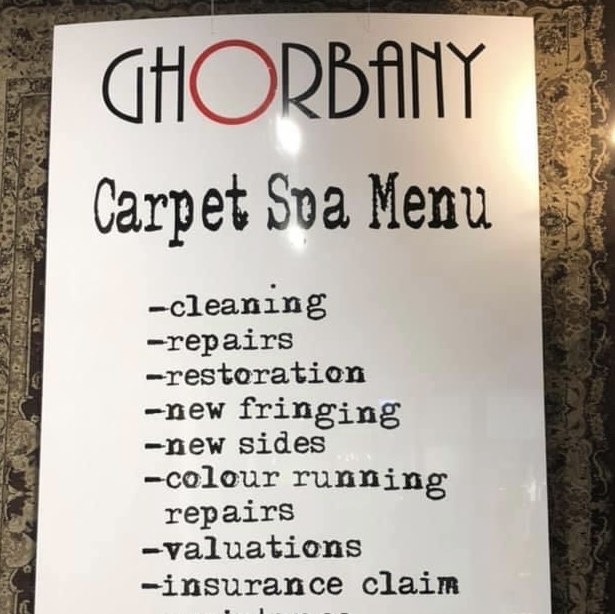 Ghorbany Carpet Spa Menu