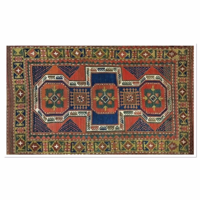 Armenian Antique  Sewan Shield rug 1890s, double niche prayer rug? depicting the blue print of an Armenian Church.jpg