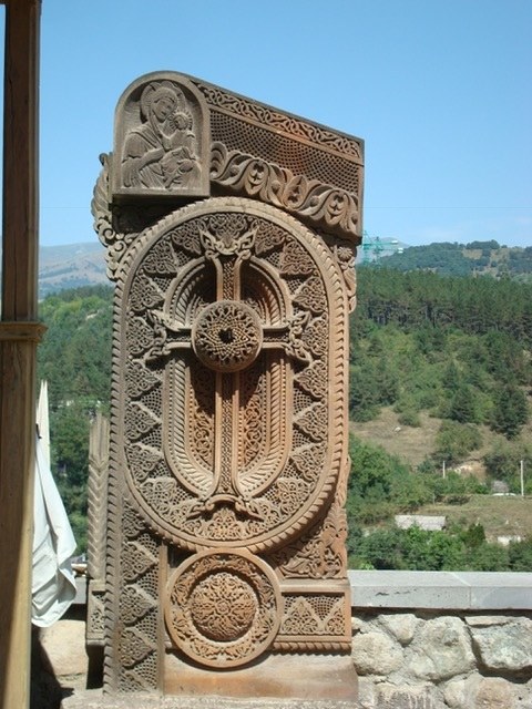 Armenian cross gravestone in a cemetery