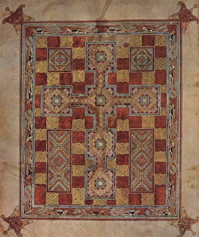 A carpet page in the Linisfarne Gospels