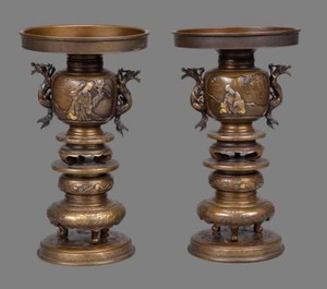 Dreweatts 1759 Fine Sales: A Pair of Japanese Bronze Vases