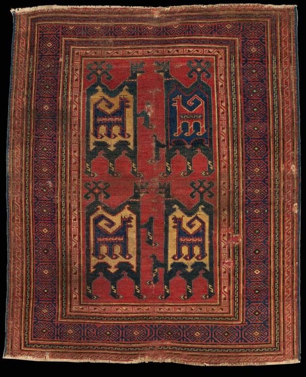 Historical confronted animal carpet in the MET, New York