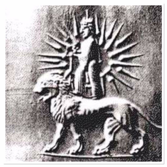A sun god and lion