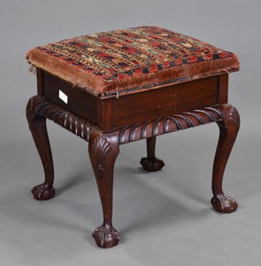 Hand Knotted Rug Upholstered Ball / Claw Stool