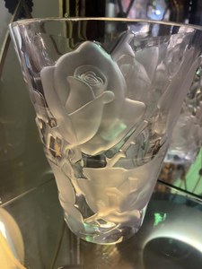 SOLD! Lalique Esphahan rose vase, Marie-Claude Lalique, c1980s