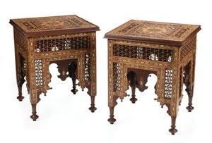 Moorish Inlaid Hardwood Side Tables