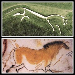White Horse, Uffington in Oxfordshire England and the Lascaux horse in France