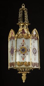 Regency gilt-bronze and stained-glass hall lantern, circa 1815, attributed to George Bullock