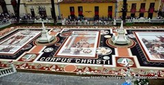 "Carpet" of land in the Town Hall Square in La Orotava Tenerife in celebration of Corpus Christi.