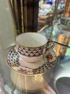 Sèvres soft-paste porcelain tea cup and saucer, circa 1760