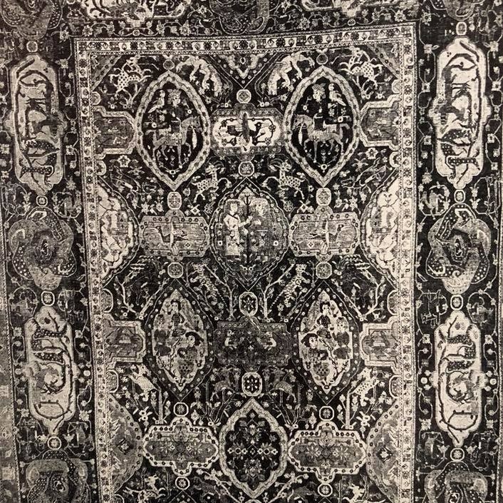 The Buccleuch Sanguszko Carpet with Offset Medallions and Cartouches, 226 x 452 cm, wool pile on a cotton and wool foundation which belongs to the Duke of Buccleuch and Queensberry, Boughton House, inv. no. 97-502,