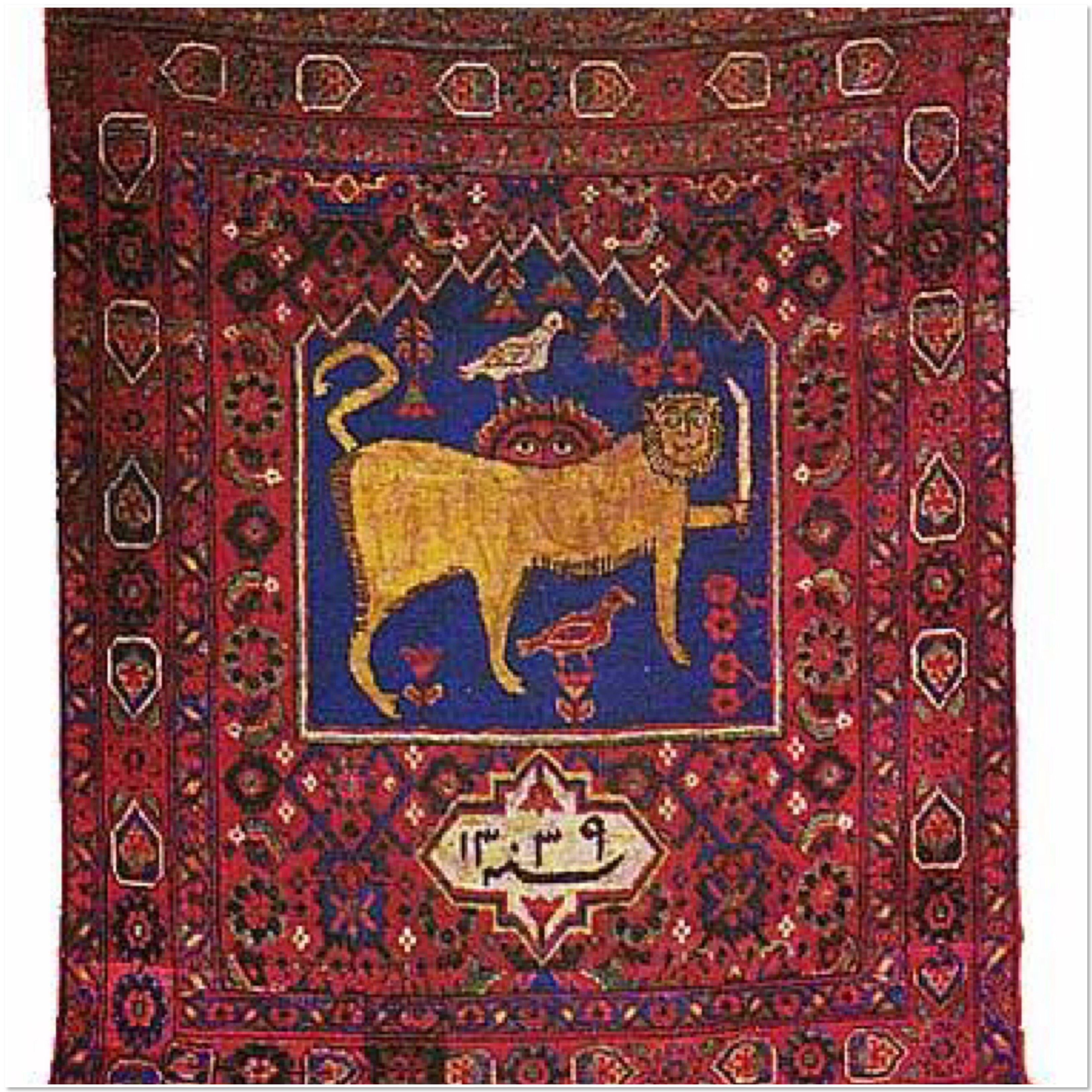 A Bijar carpet with a Lion and Sun motif