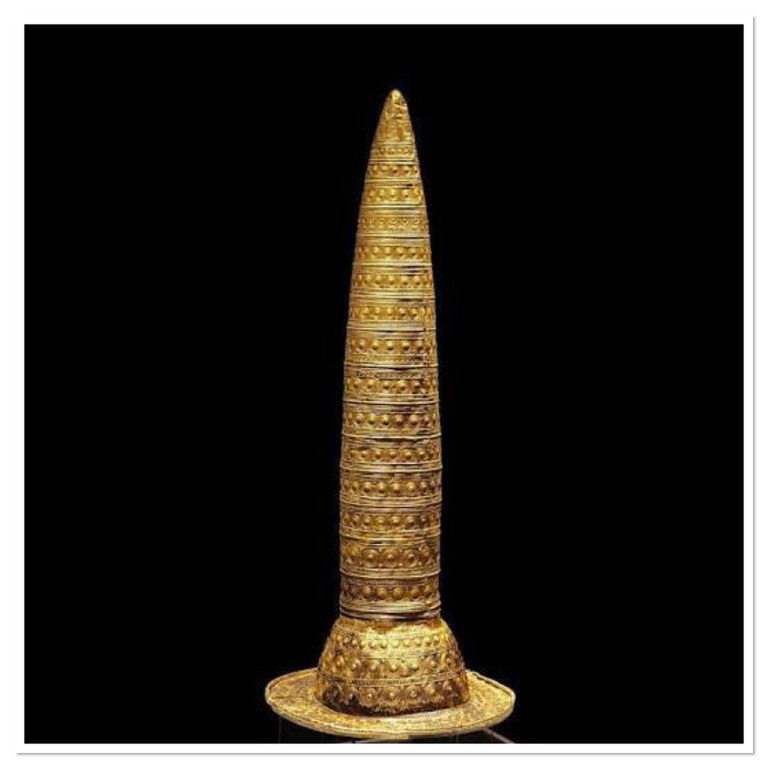 Berlin Gold Hat, found probably in Swabia or Switzerland, c. 1000–800 BC; acquired by the Museum für Vor- und Frühgeschichte, Berlin, in 1996