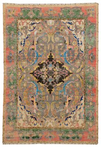 THE PROPERTY OF A PRIVATE EUROPEAN COLLECTOR A HIGHLY IMPORTANT SAFAVID SILK AND METAL-THREAD 'POLONAISE' CARPET CENTRAL PERSIA, EARLY 17TH CENTURY
