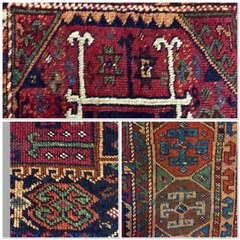 An antique Kurdish East Anatolian carpet from the Reshvan tribe with various different shape of ram's horns used in the design