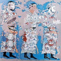 Sogdian textile wall art Afrasiab mural - Samarkand museum