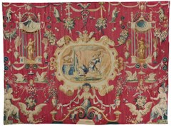 Find the caduceus rod in this stunning grotesque tapestry