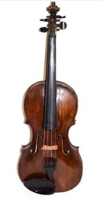Violin 13 15/16'' one piece back, branded on back 'G.B.G' in rectangular box